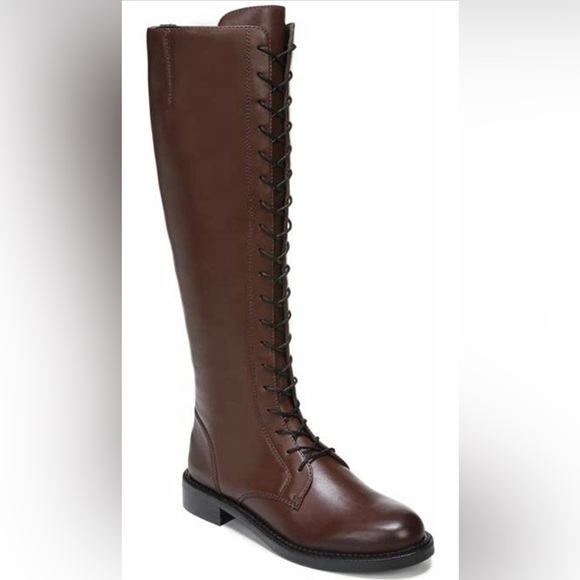 Nance Terazzo Brown Burnished Leather Lace Up KneeHigh Riding Boot